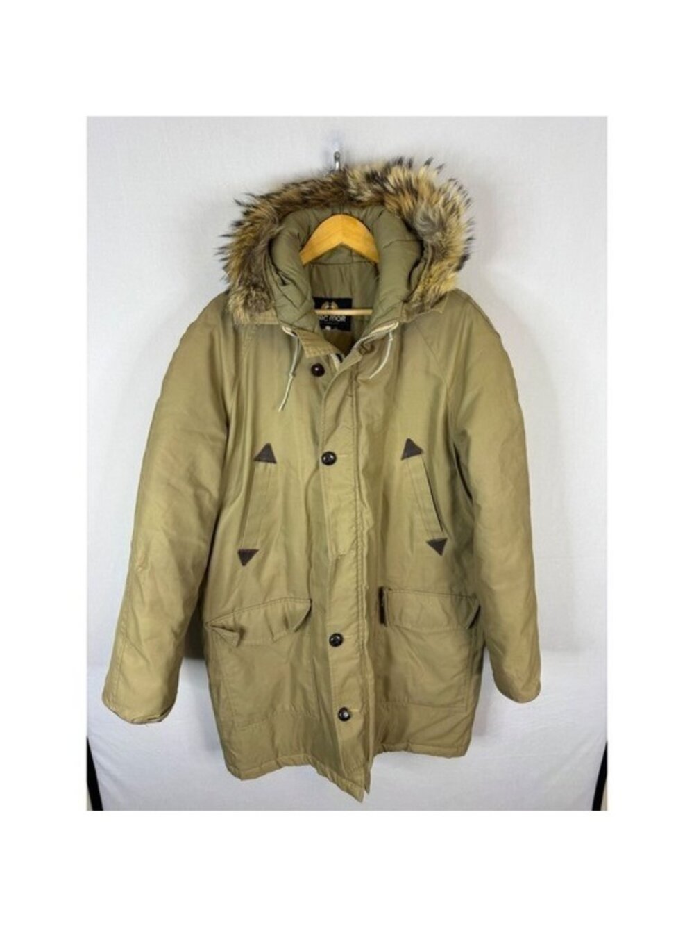 Vintage Mac Mor of Canada Tan Fur Trim Hooded Parka Winter Coat Mens Xl